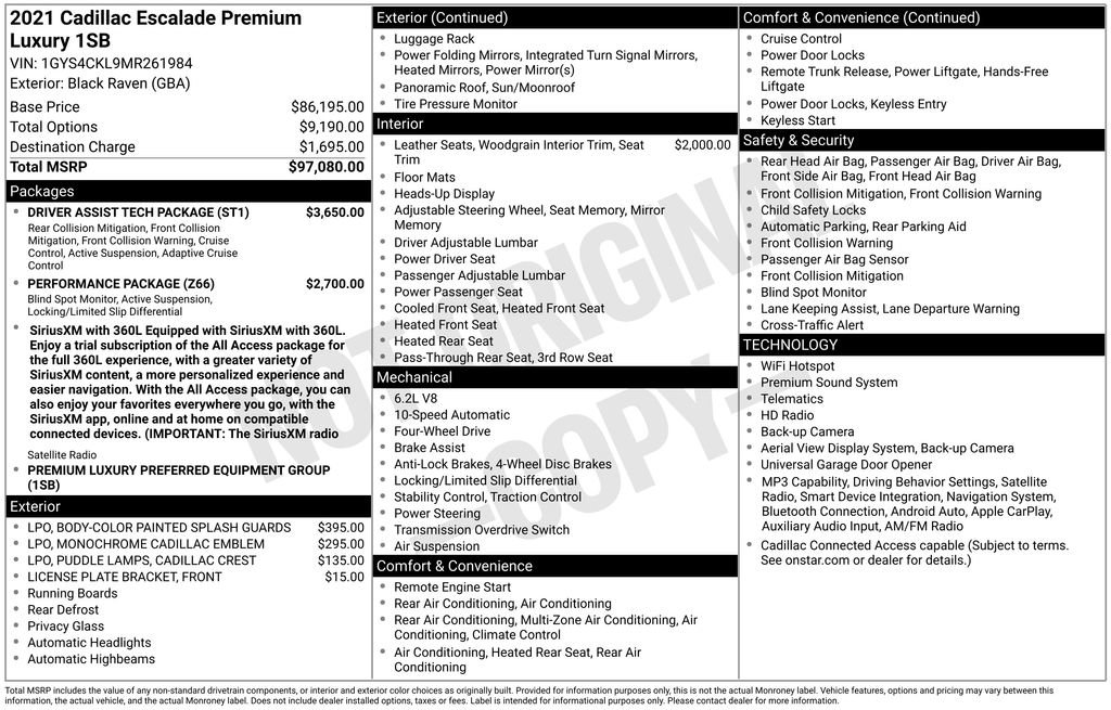 Used 2021 Cadillac Escalade Premium Luxury w/ Driver Assist Tech Package AWD/4WD image 7