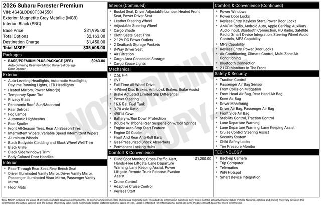 Used 2026 Subaru Forester Premium w/ Base/Premium Plus Package AWD/4WD image 3