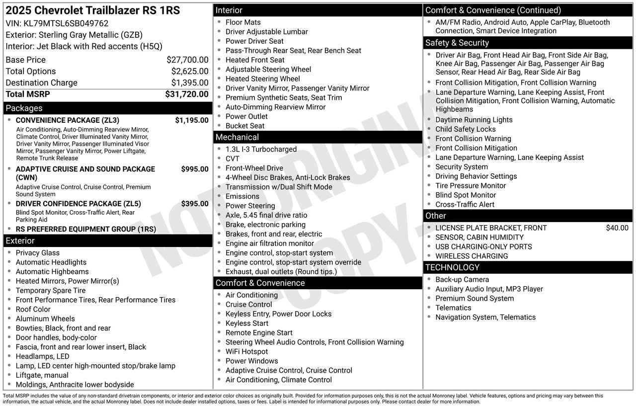 Used 2025 Chevrolet TrailBlazer RS w/ Convenience Package image 52