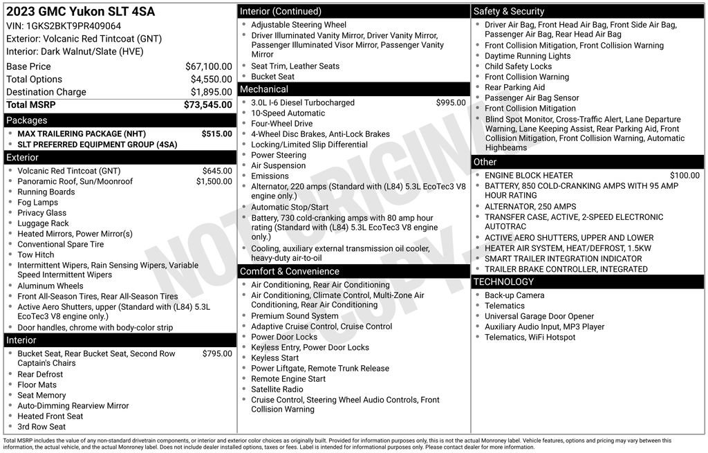 Used 2023 GMC Yukon SLT w/ Max Trailering Package AWD/4WD image 6