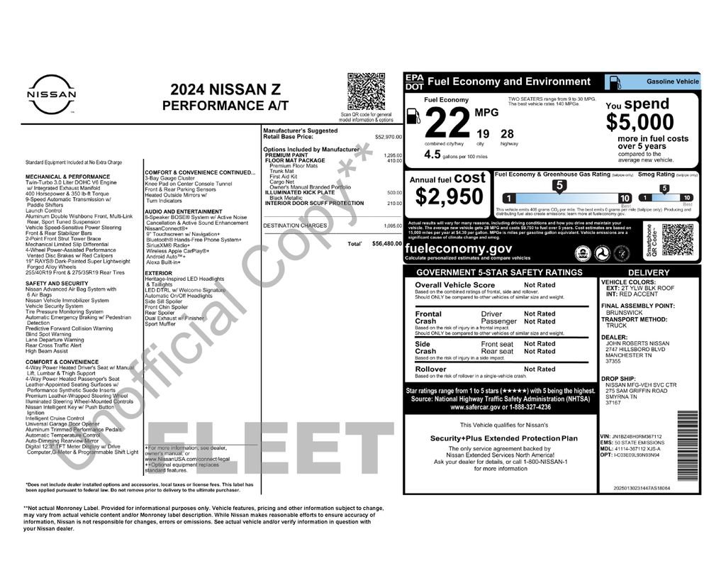 Certified 2024 Nissan Z Performance w/ Floor Mat Package RWD image 34