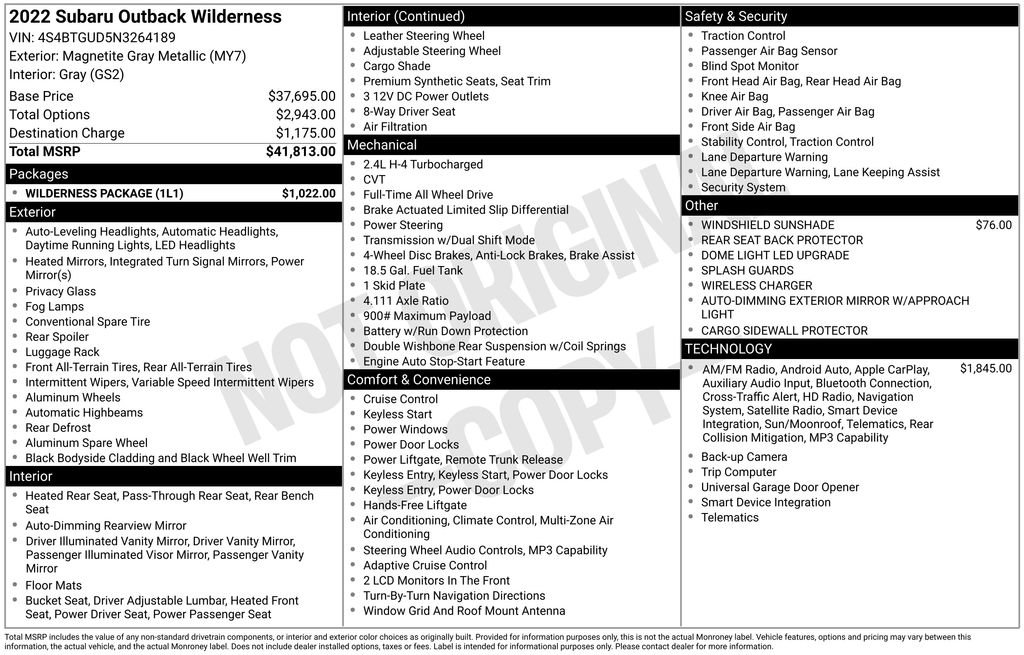 Used 2022 Subaru Outback Wilderness w/ Wilderness Package AWD/4WD image 5