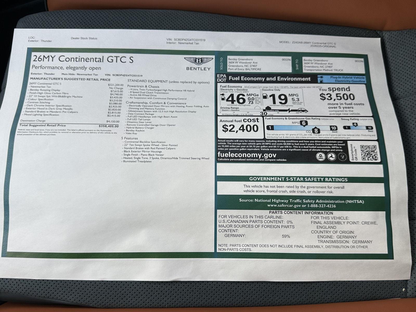 New 2026 Bentley Continental GT S AWD/4WD image 55