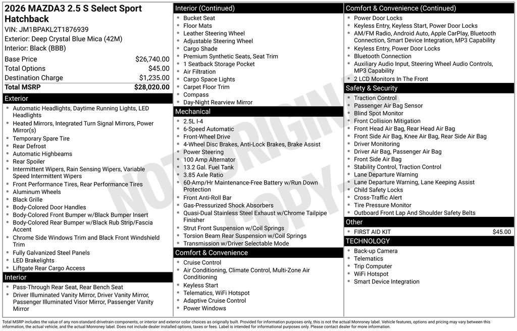 New 2026 MAZDA MAZDA3 s Sport FWD image 3