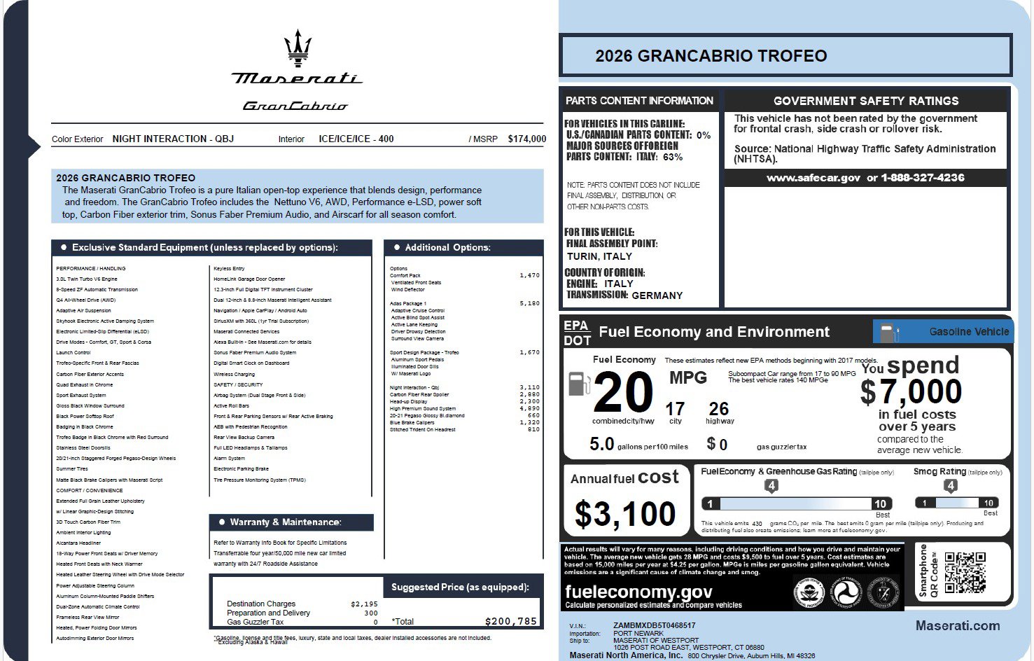 New 2026 Maserati GranCabrio Trofeo AWD/4WD image 23