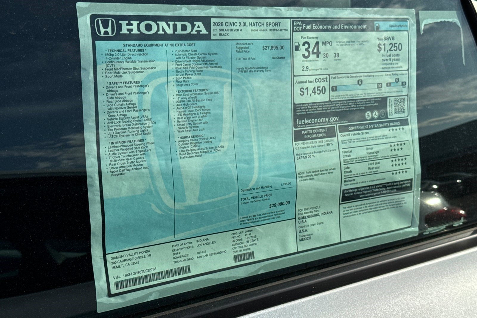 New 2026 Honda Civic Sport image 31