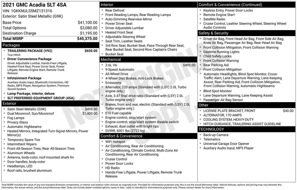 Certified 2021 GMC Acadia SLT w/ Trailering Package image 30