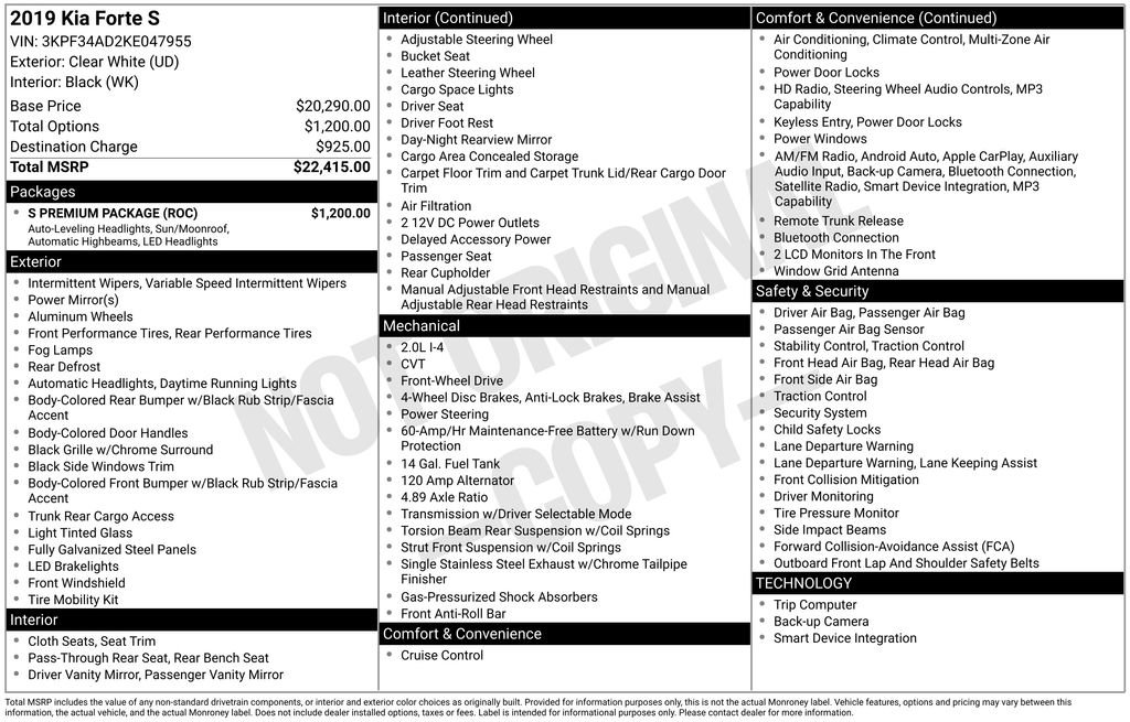 Used 2019 Kia Forte S w/ S Premium Package image 6