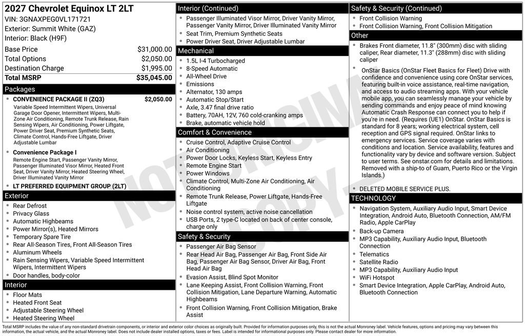 New 2027 Chevrolet Equinox LT w/ Convenience Package II AWD/4WD image 4