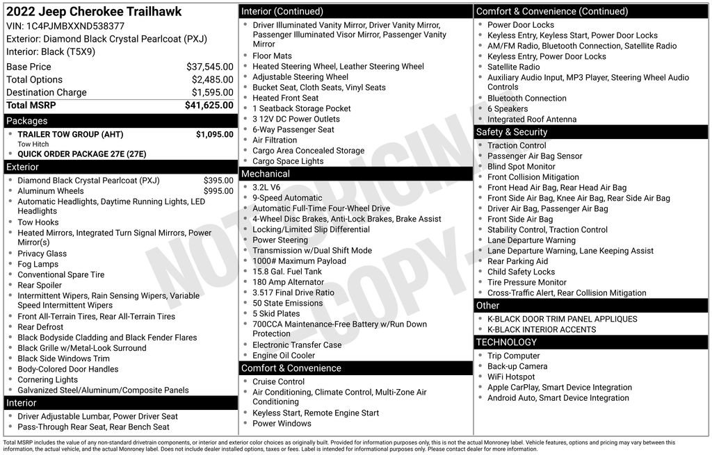 Certified 2022 Jeep Cherokee Trailhawk w/ Trailer Tow Group image 23