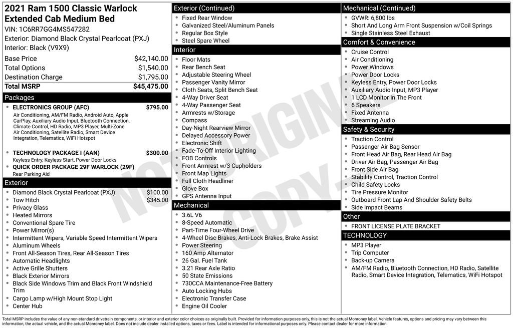 Used 2021 RAM 1500 Classic Warlock w/ Electronics Group image 35