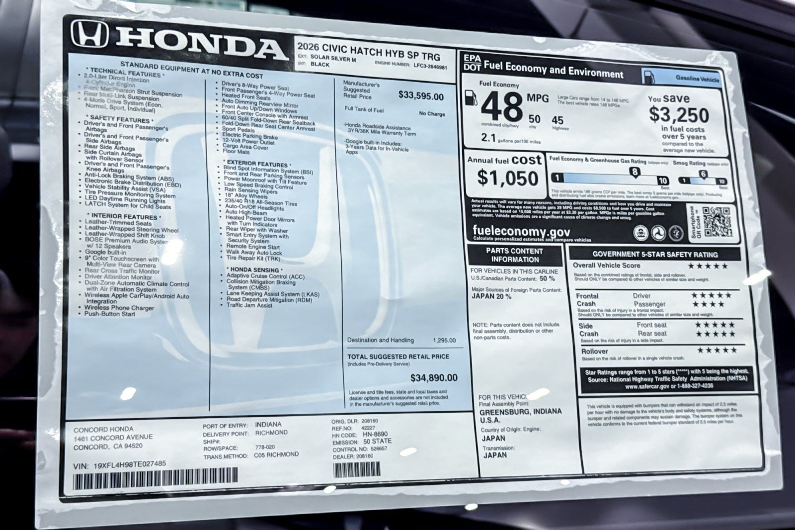 New 2026 Honda Civic Sport Touring image 34