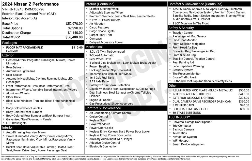 Certified 2024 Nissan Z Performance w/ Floor Mat Package image 52