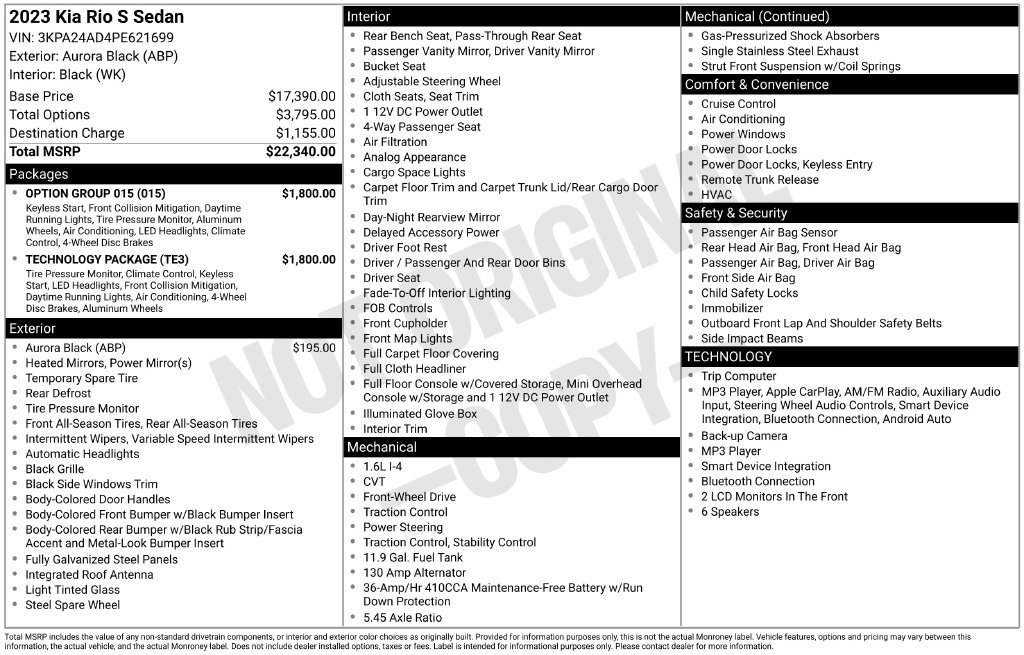 Used 2023 Kia Rio S w/ Technology Package FWD image 32