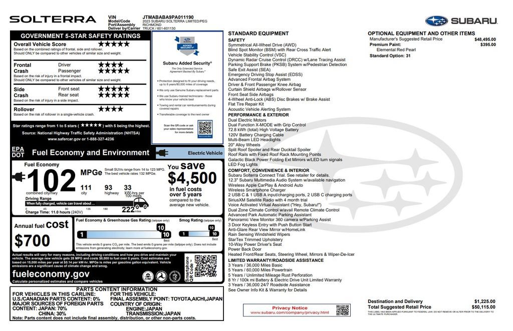 Used 2023 Subaru Solterra AWD image 3