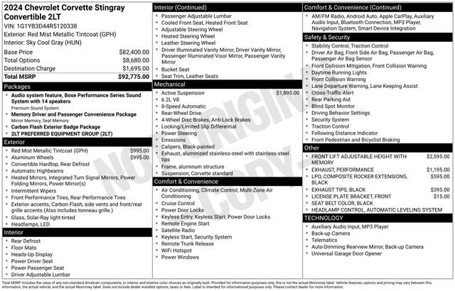 Used 2024 Chevrolet Corvette Stingray Preferred Conv w/ 2LT image 2