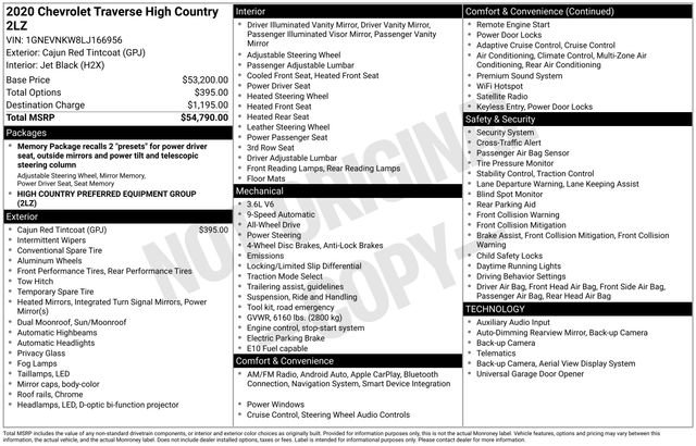 Used 2020 Chevrolet Traverse High Country image 52