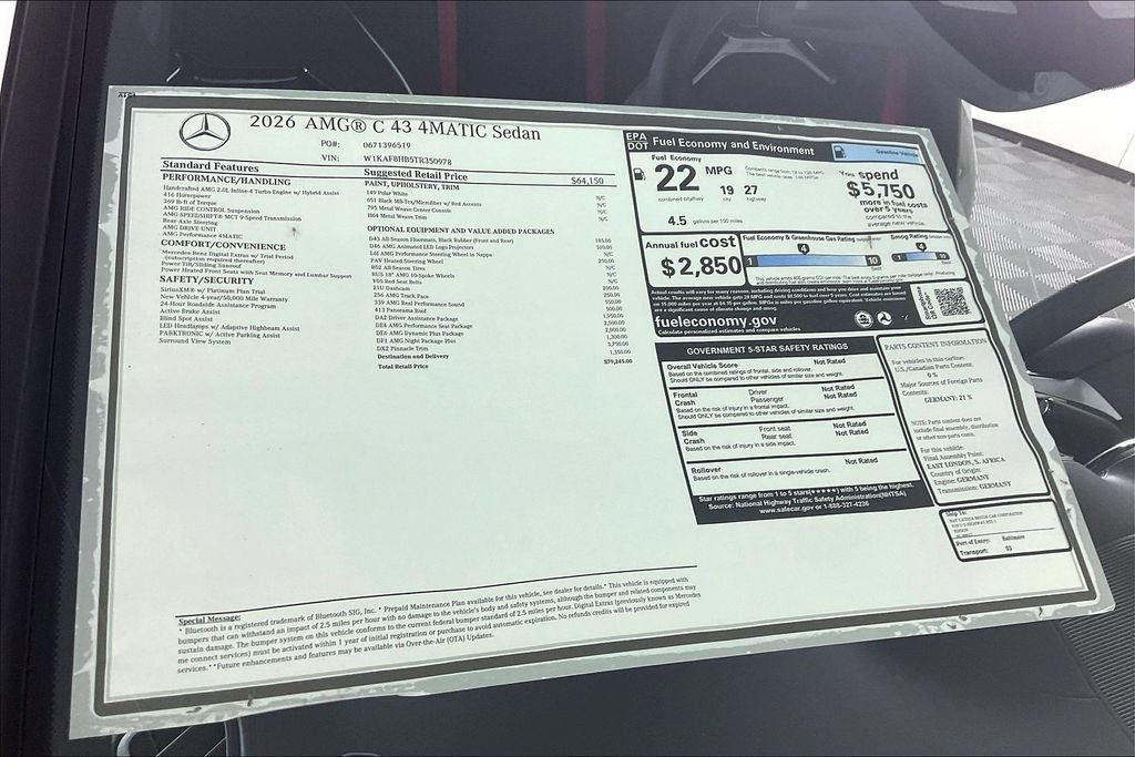 New 2026 Mercedes-Benz C 43 AMG 4MATIC Sedan image 13