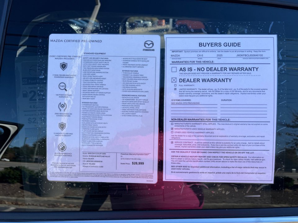 Certified 2025 MAZDA CX-5 AWD 2.5 S w/ Preferred Package image 34