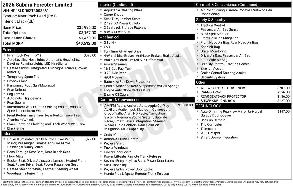 New 2026 Subaru Forester Limited AWD/4WD image 27