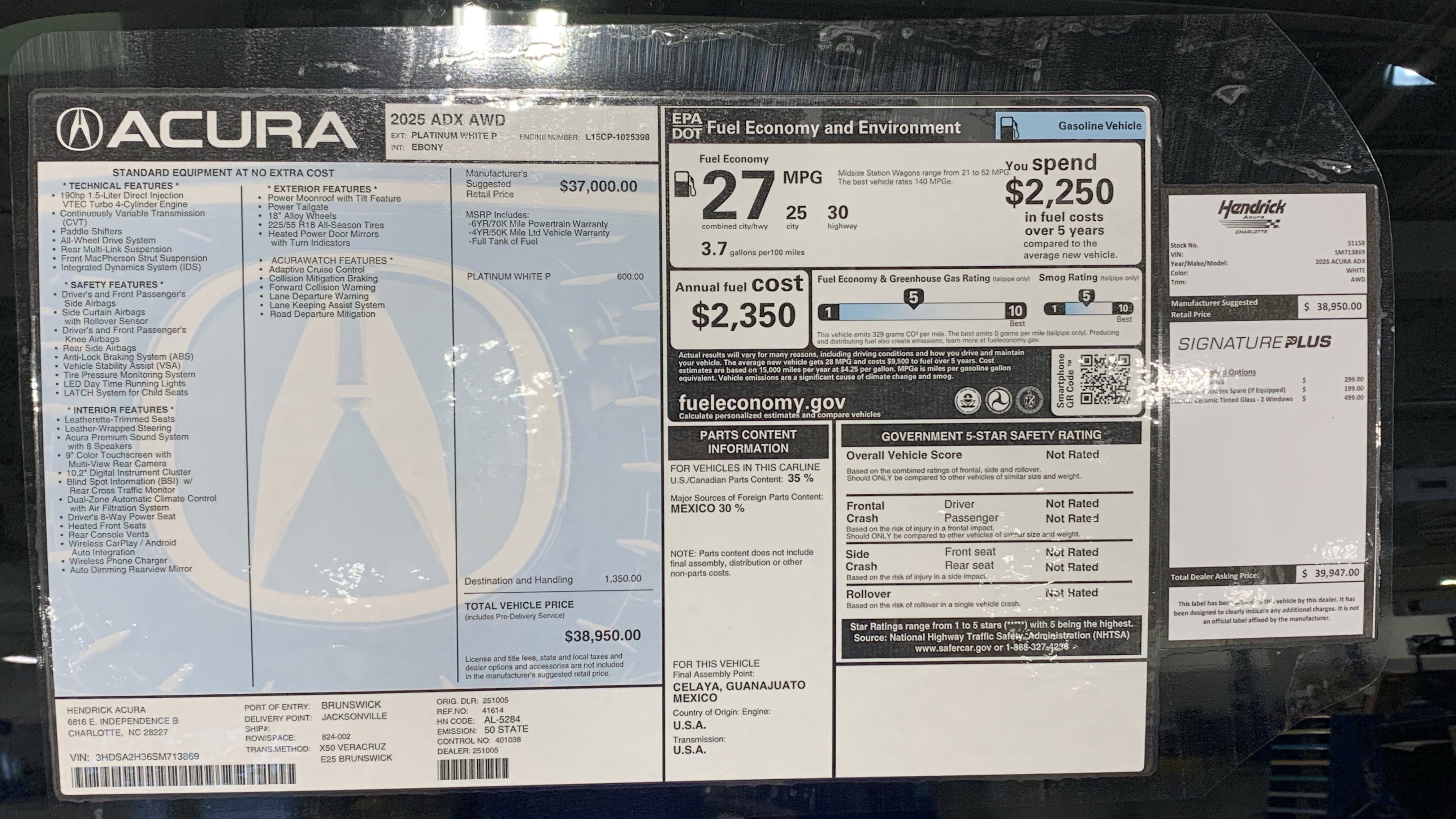 Certified 2025 Acura ADX AWD image 69