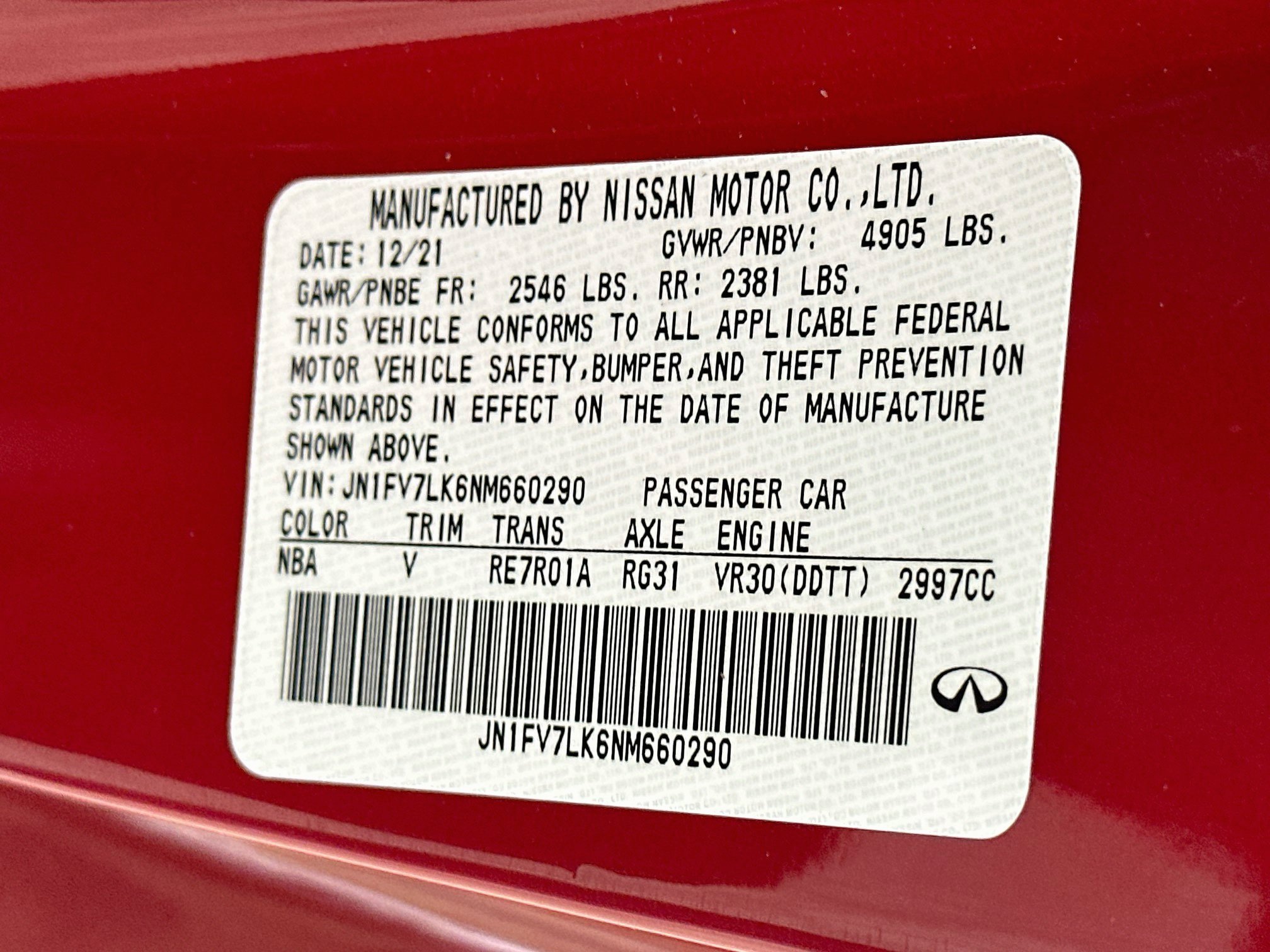 Used 2022 INFINITI Q60 Red Sport 400 w/ Cargo Package RWD image 12
