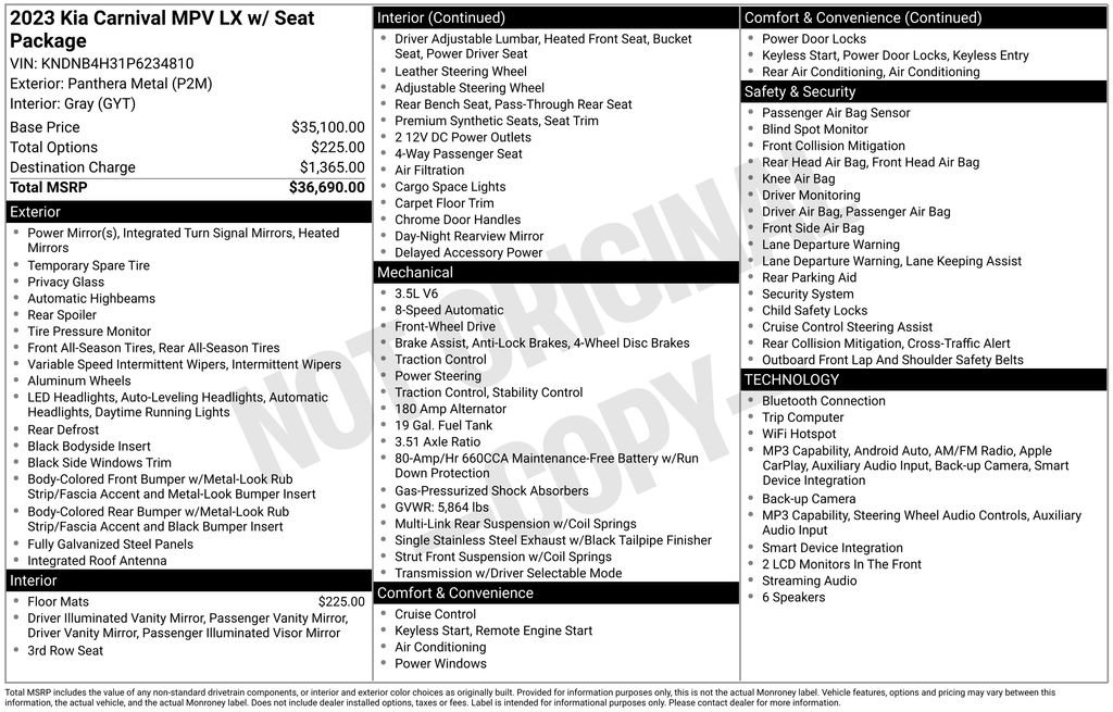 Used 2023 Kia Carnival LX FWD image 35