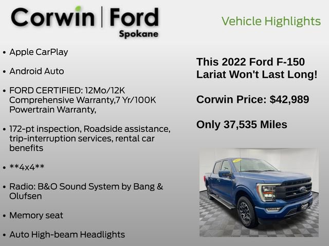 Used 2022 Ford F150 Lariat w/ Equipment Group 502A High image 31
