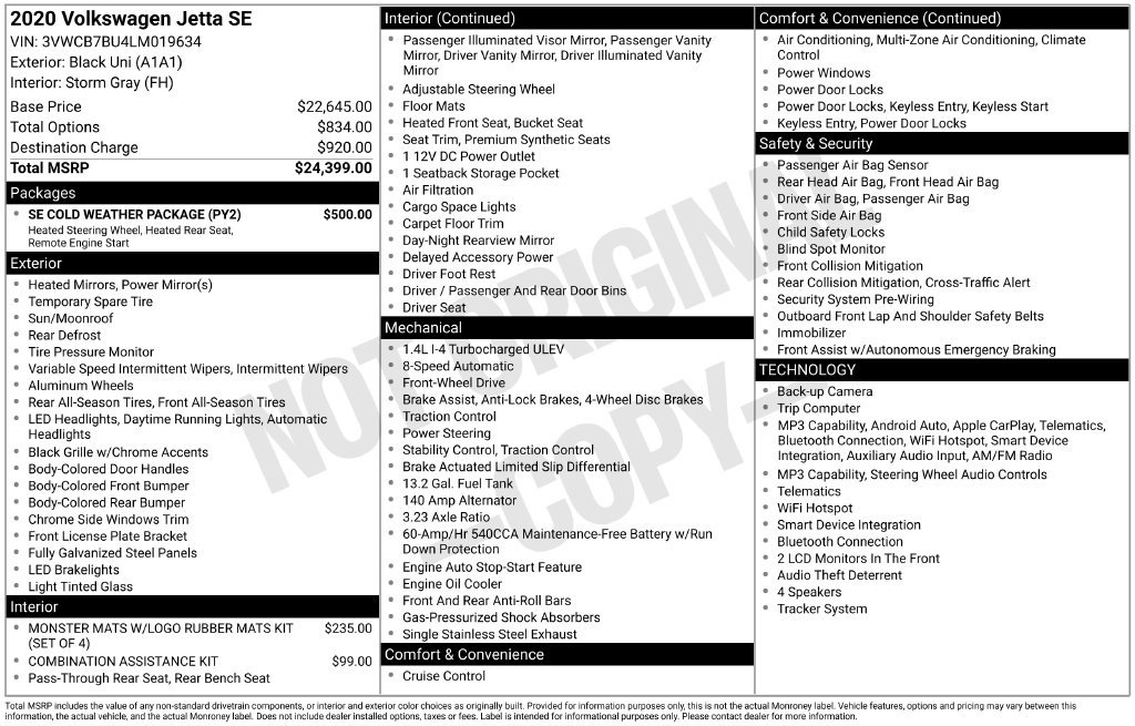 Used 2020 Volkswagen Jetta SE w/ SE Cold Weather Package FWD image 16