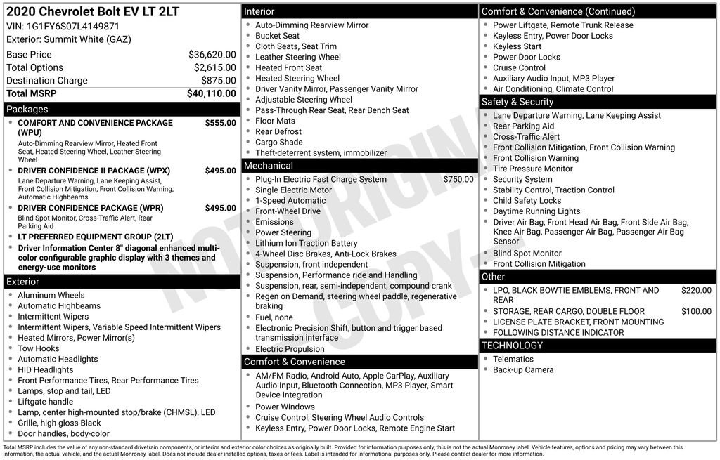 Used 2020 Chevrolet Bolt LT image 6