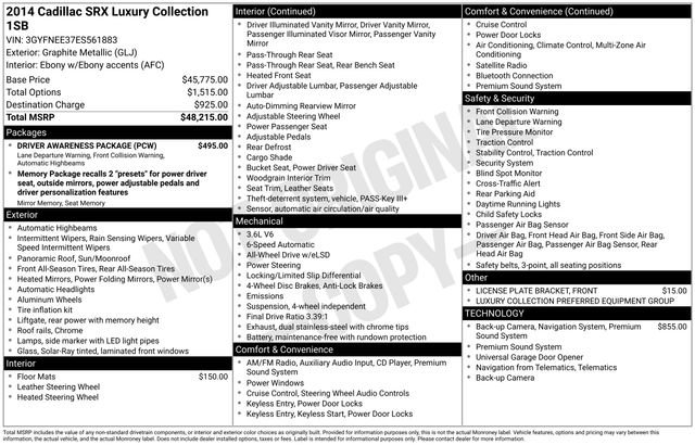Used 2014 Cadillac SRX Luxury w/ Driver Awareness Package image 6