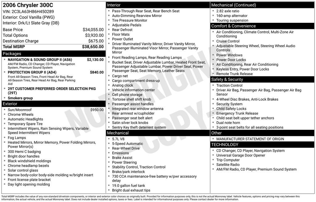 Used 2006 Chrysler 300 C w/ Navigation & Sound Group II image 6