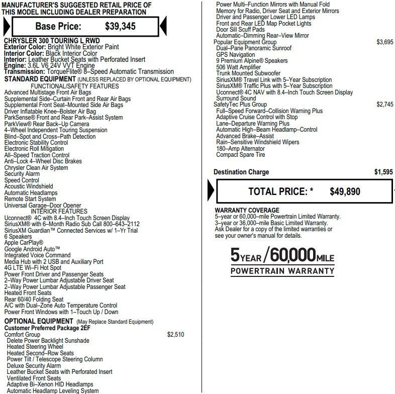 Used 2023 Chrysler 300 Touring L w/ Popular Equipment Group RWD image 2