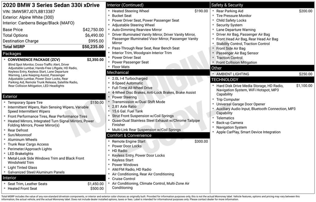 Used 2020 BMW 330i xDrive Sedan w/ Convenience Package AWD/4WD image 5