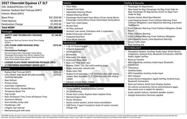 New 2027 Chevrolet Equinox LT w/ Safety and Technology Package AWD/4WD image 24