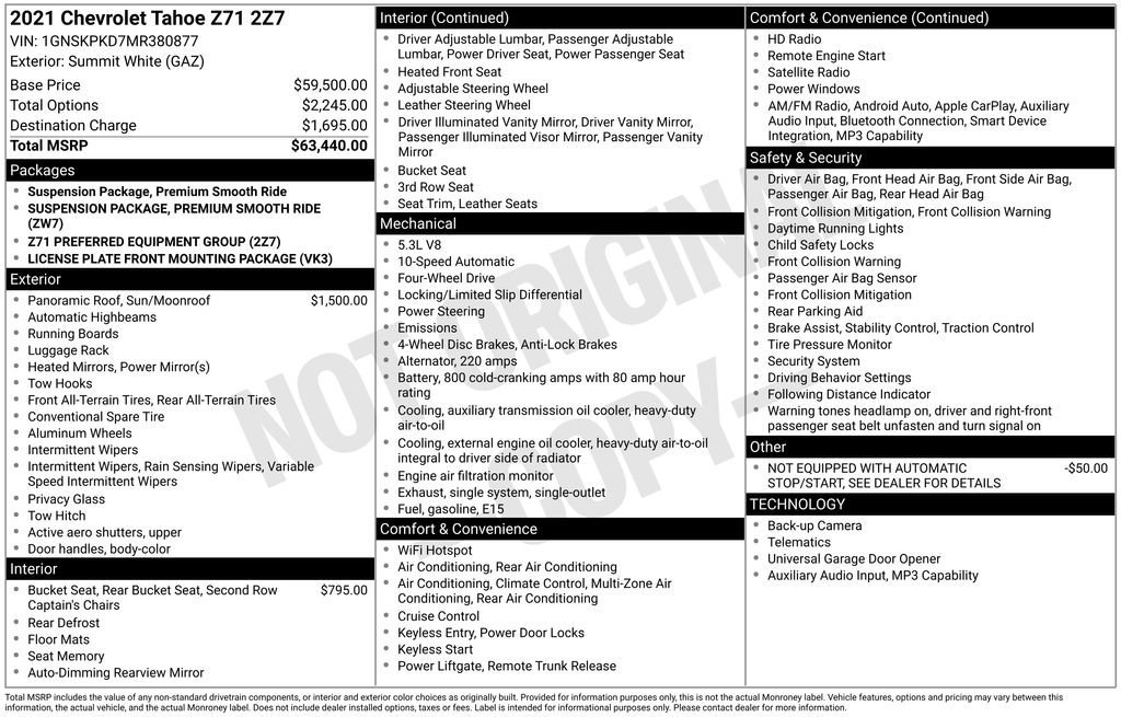 Used 2021 Chevrolet Tahoe Z71 AWD/4WD image 37