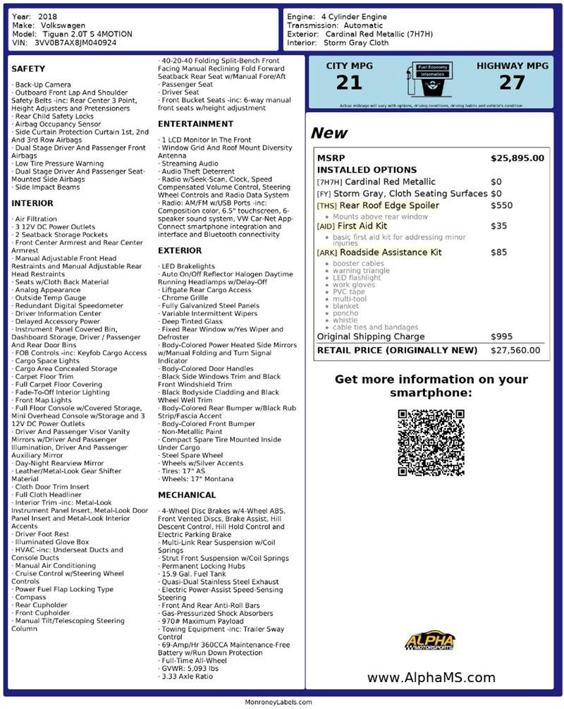 Used 2018 Volkswagen Tiguan S image 3