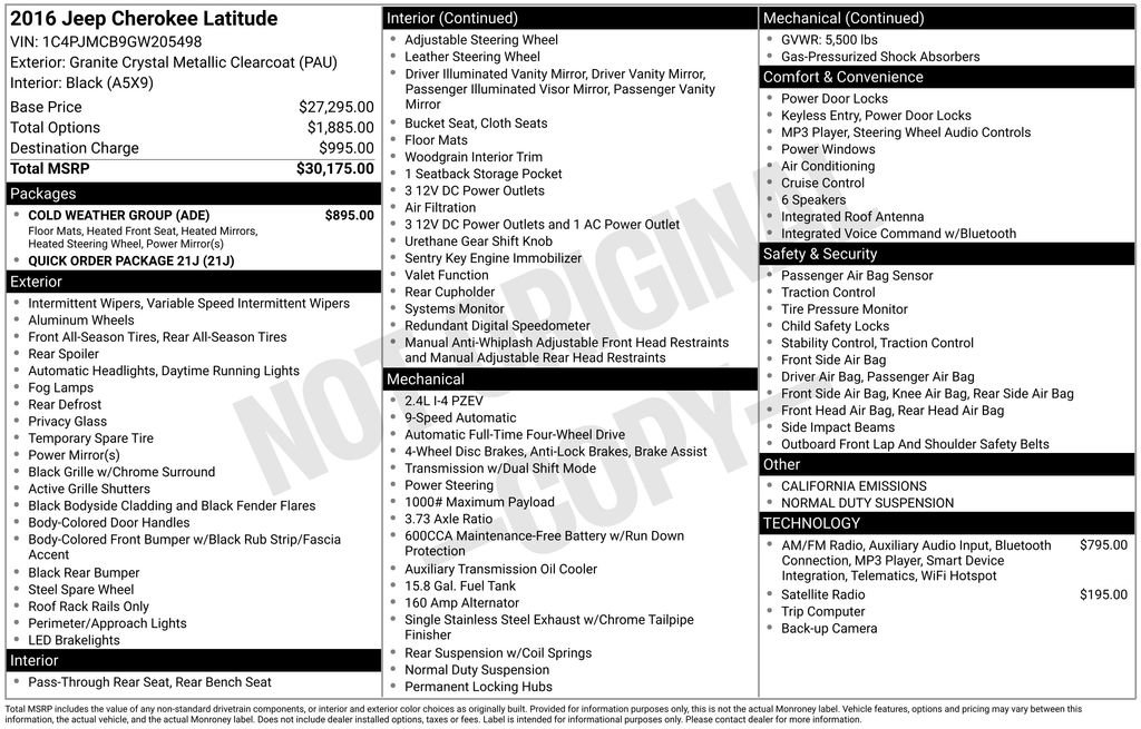 Used 2016 Jeep Cherokee Latitude w/ Cold Weather Group image 37