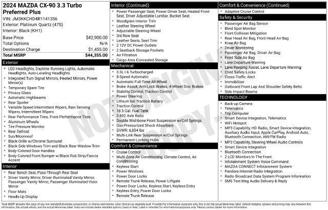 Certified 2024 MAZDA CX-90 3.3 Turbo w/ Preferred Plus AWD/4WD image 34