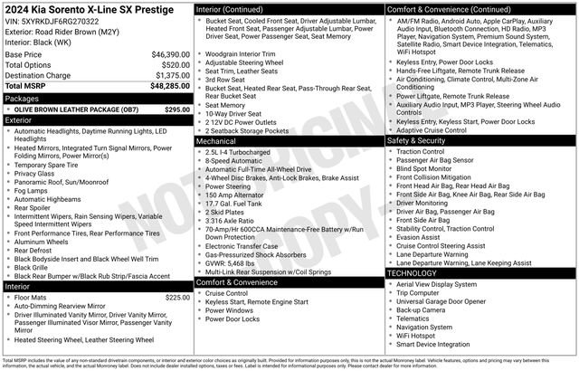 Certified 2024 Kia Sorento SX Prestige w/ Olive Brown Leather Package AWD/4WD image 41
