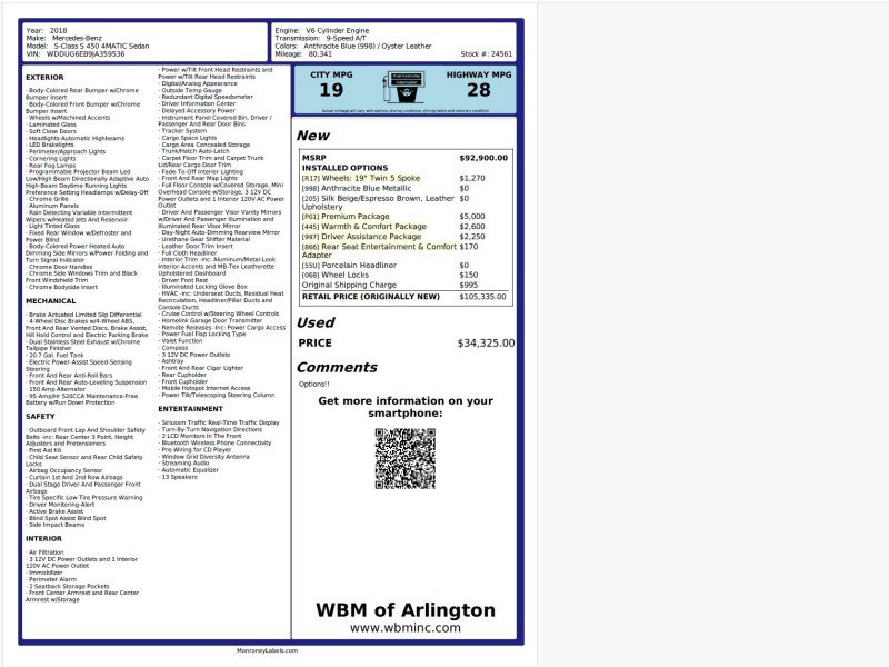 Used 2018 Mercedes-Benz S 450 4MATIC Sedan image 2