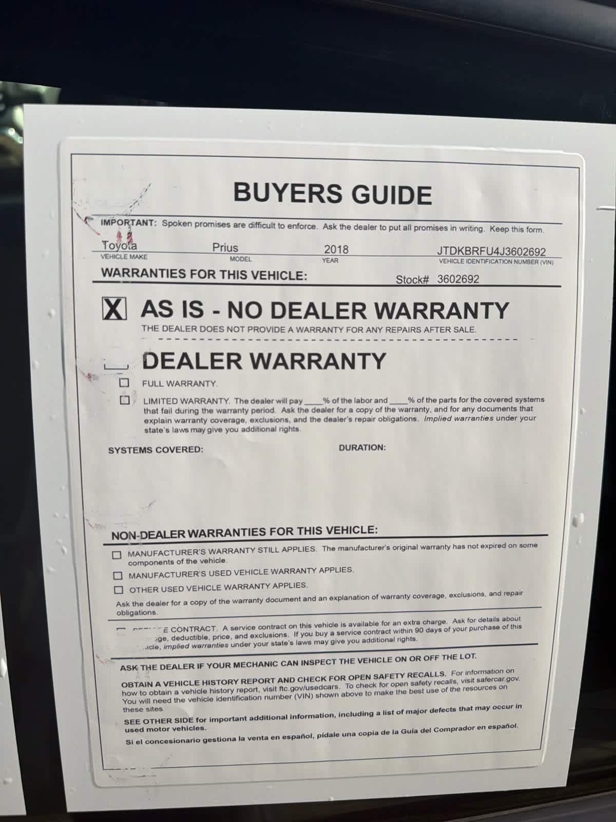 Used 2018 Toyota Prius Two w/ Prius Two Safety Plus Package FWD image 29