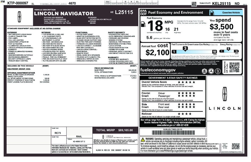 Used 2019 Lincoln Navigator Reserve AWD/4WD image 3
