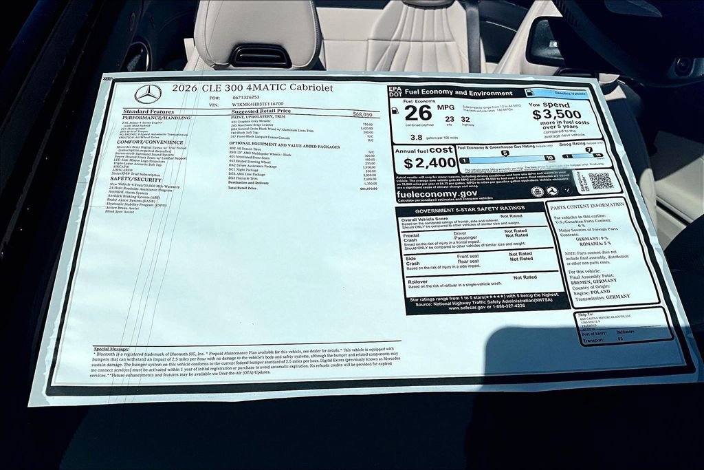 New 2026 Mercedes-Benz CLE 300 4MATIC Cabriolet image 14