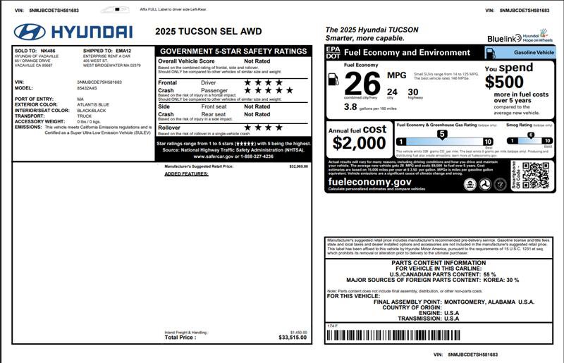 Used 2025 Hyundai Tucson SEL AWD/4WD image 3