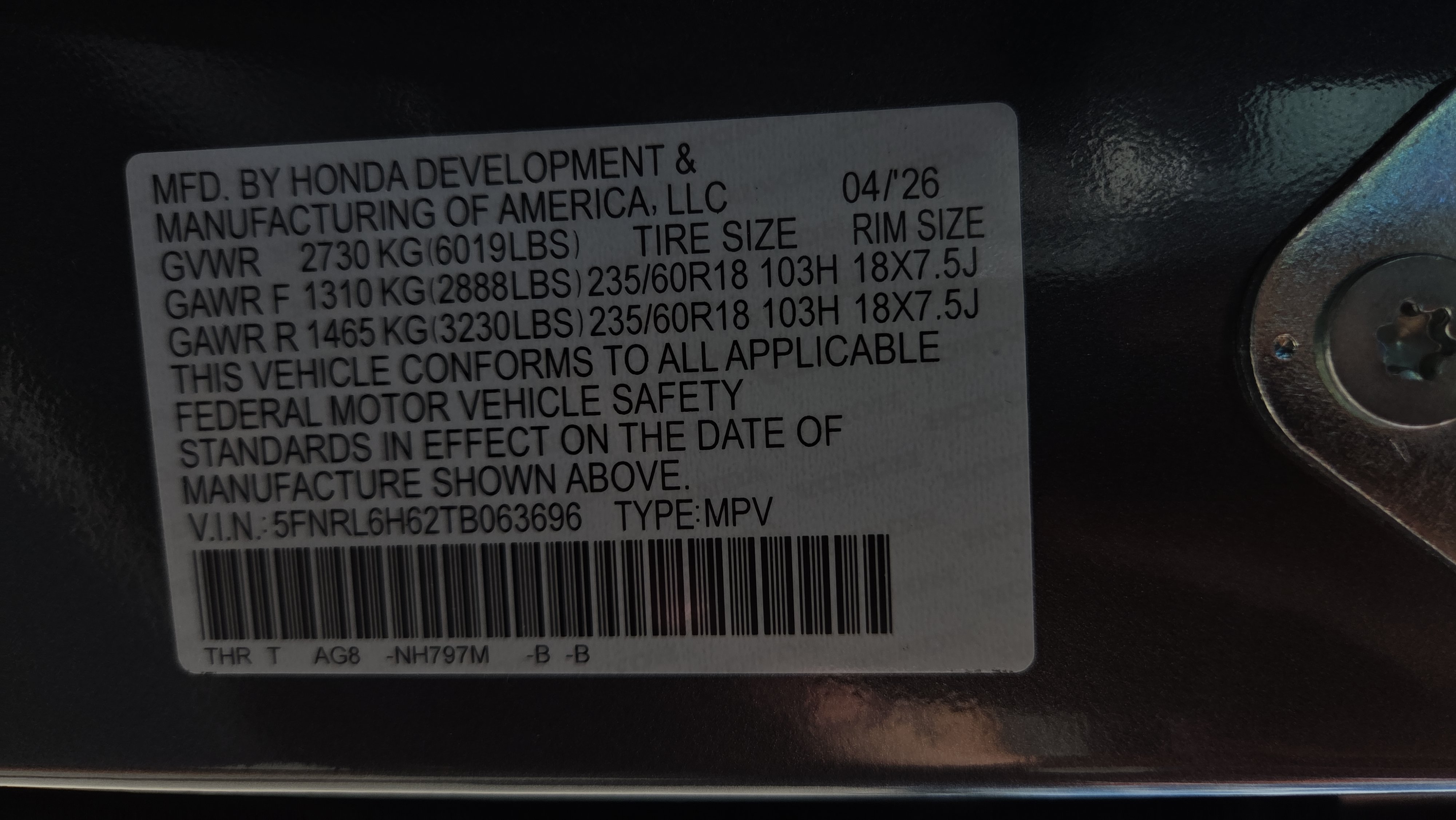 New 2026 Honda Odyssey EX-L image 20