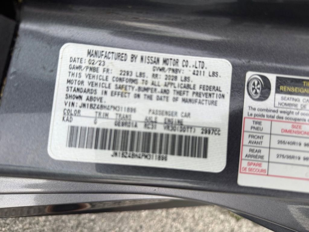 Certified 2023 Nissan Z Performance w/ Floor Mat Package (L93) image 38