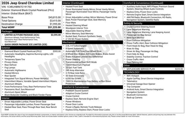 New 2026 Jeep Grand Cherokee Limited w/ Limited Altitude Package AWD/4WD image 2