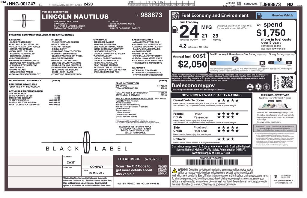 New 2026 Lincoln Nautilus Black Label AWD/4WD image 30