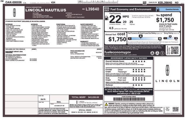 Used 2019 Lincoln Nautilus Premier AWD/4WD image 2